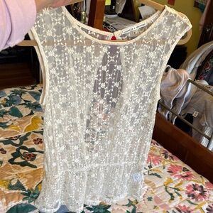 Threads 4 Thought Cream Floral Lace Sleeveless Top